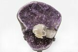 Amethyst Geode with Calcite Crystals on Metal Stand - Uruguay #199669-1